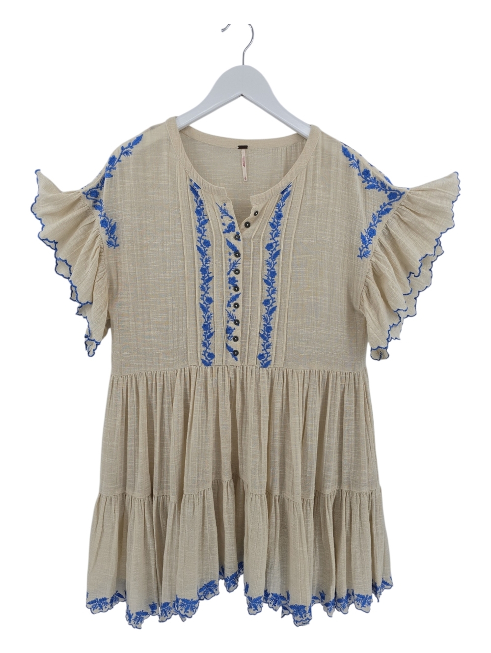 Free People Santiago Embroidered Endless Summer Dress Small Oversized Pockets - Picture 3 of 8